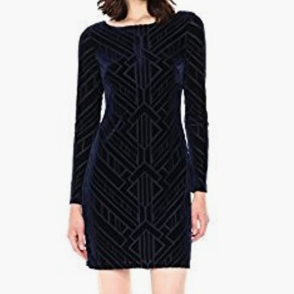 NWT Vince Camuto Velvet Geometric Dress